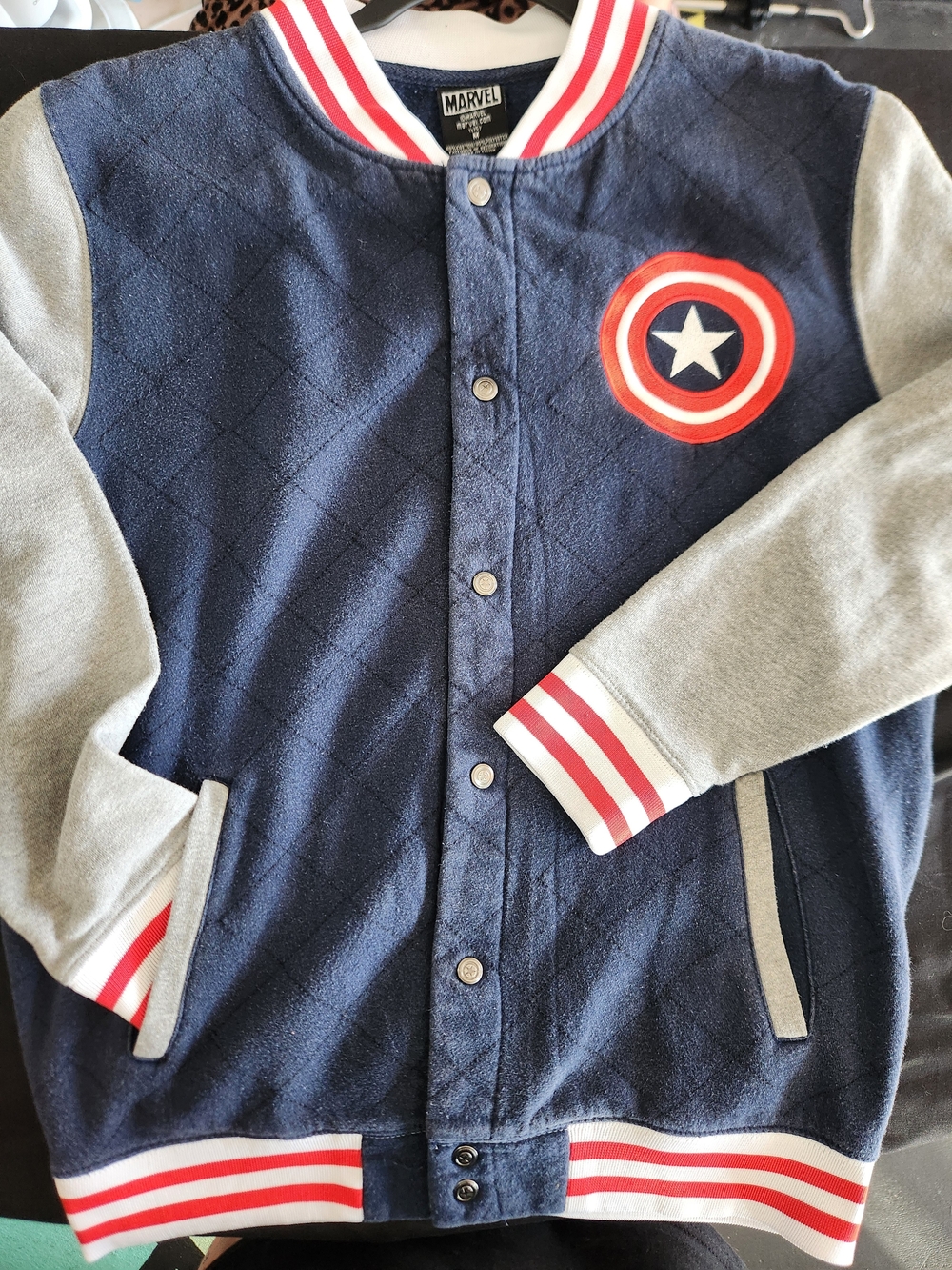 Marvel Captain America Navy & Gray Varsity Jacket